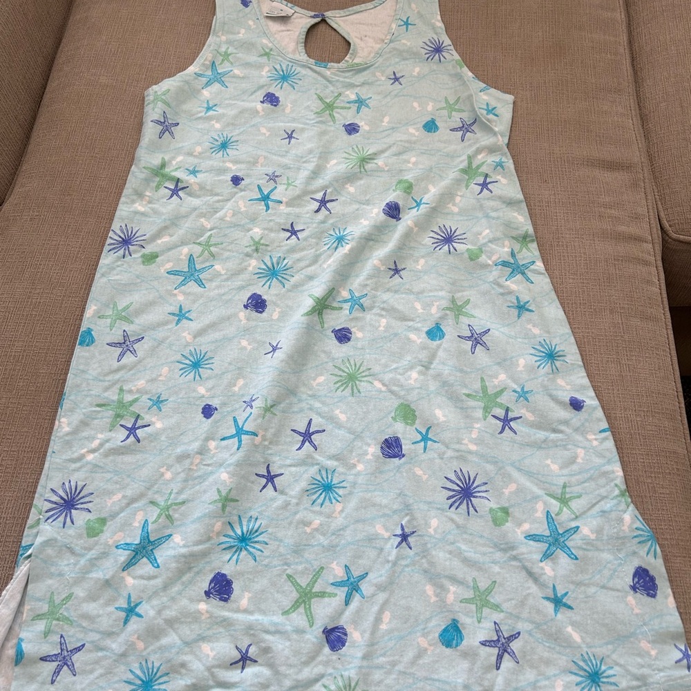 Blue and Green Starfish Patterned Women's Dress